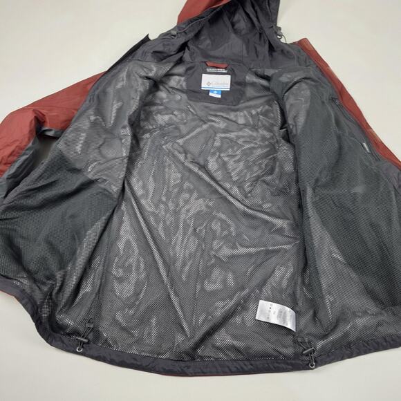 Columbia Jacket Mens Medium Burgundy Gray Omni-Tech Waterproof Hooded Breathable - Picture 13 of 16